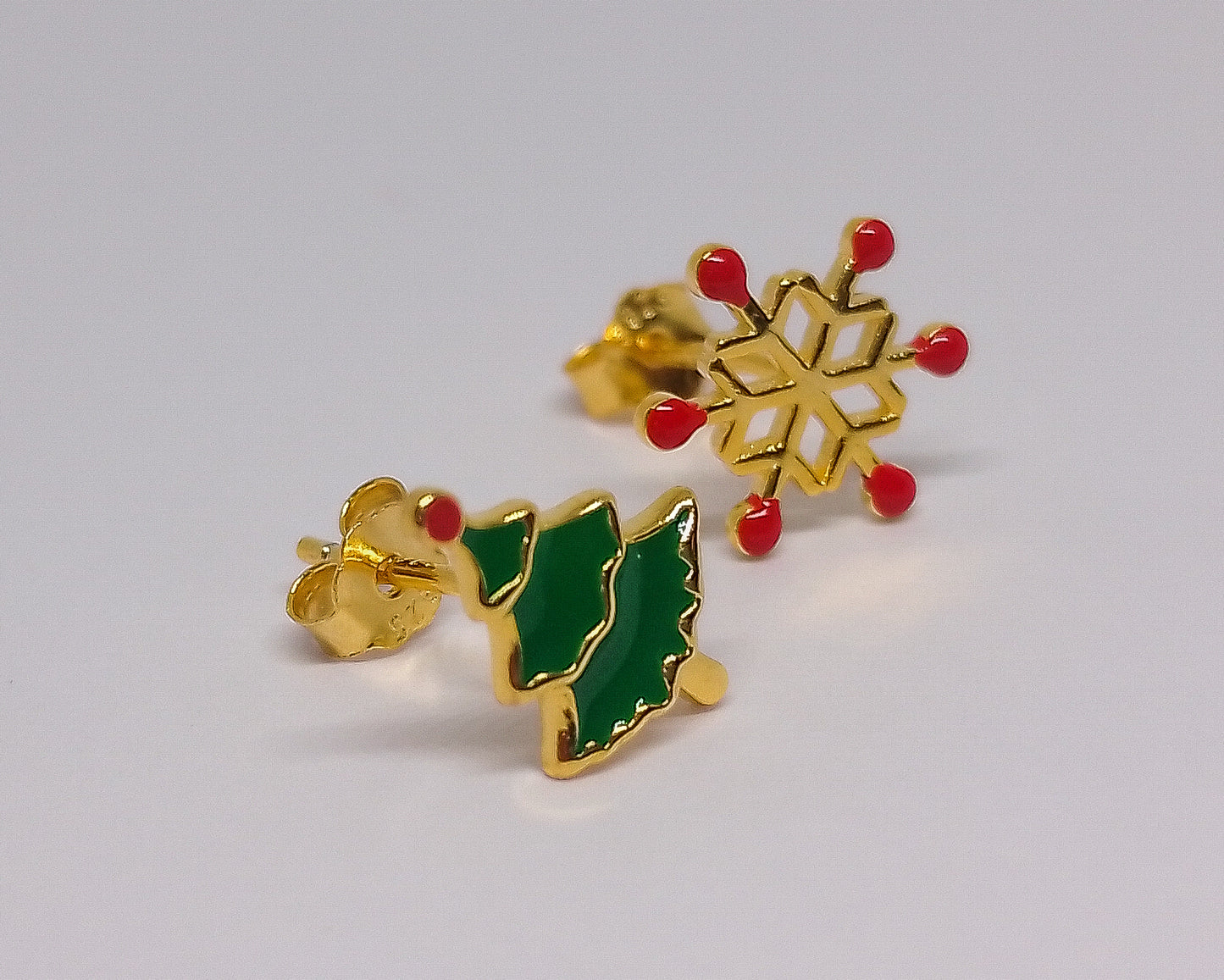 Christmas Snowflake Gold Stud Earrings