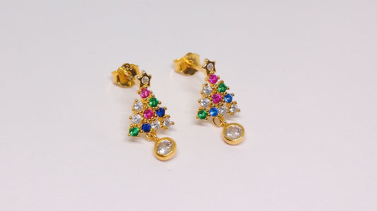 The Christmas Tree Gold Stud Earrings