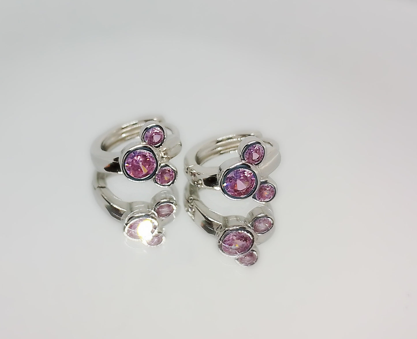 Pink Mini Mouse 925 Sterling Silver Hoop Earrings