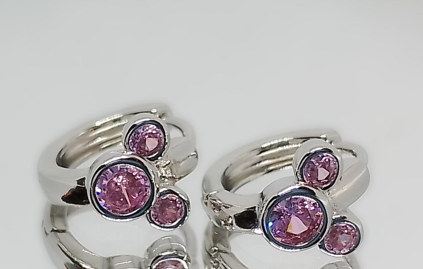 Pink Mini Mouse 925 Sterling Silver Hoop Earrings