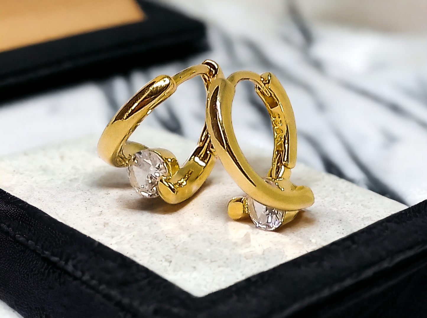 Noemi Twisted Gold Crystal Hoop Earrings