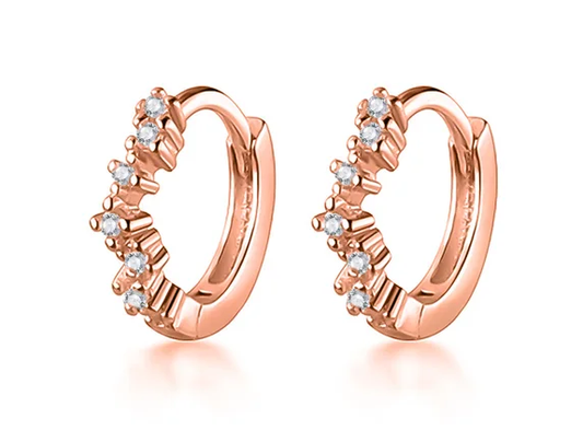 Chloé Half Eternity Crystal Rose Gold 10MM Hoop Earrings